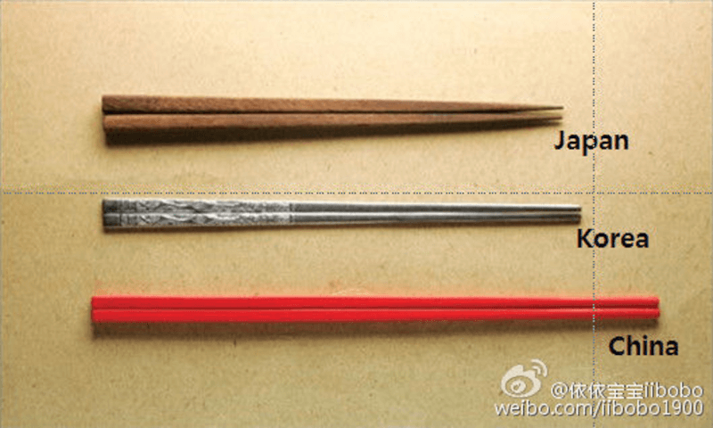 日本・韓国・中国の箸の長さ比較 - 依依宝宝iiboboのブログより