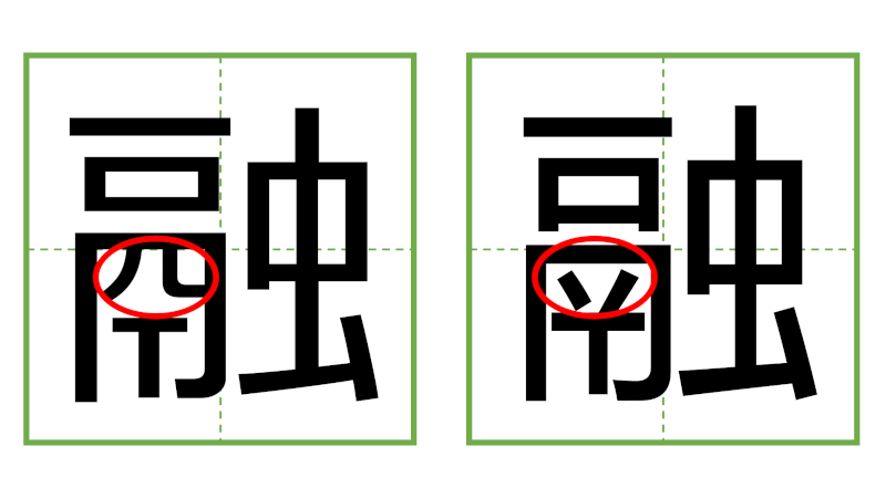 融 - 日中の漢字の間違い探し 直感クイズ！(3)