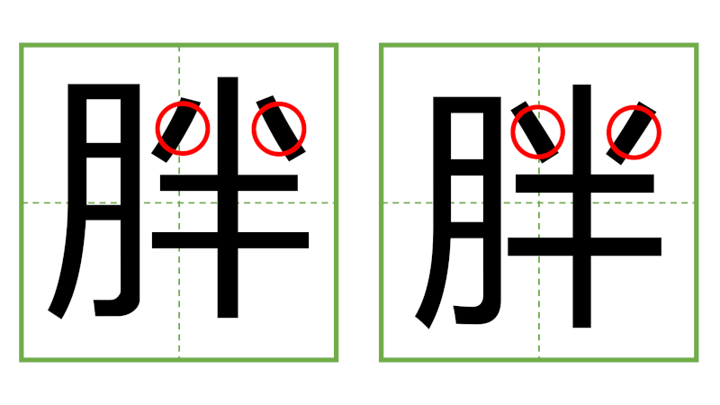 胖 - 日中の漢字の間違い探し 直感クイズ！(3)