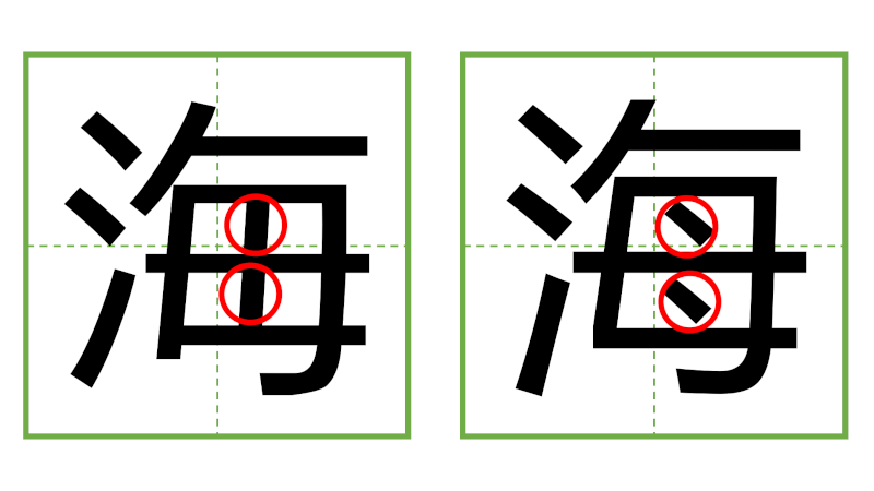 海 - 日中の漢字の間違い探し 直感クイズ！(3)