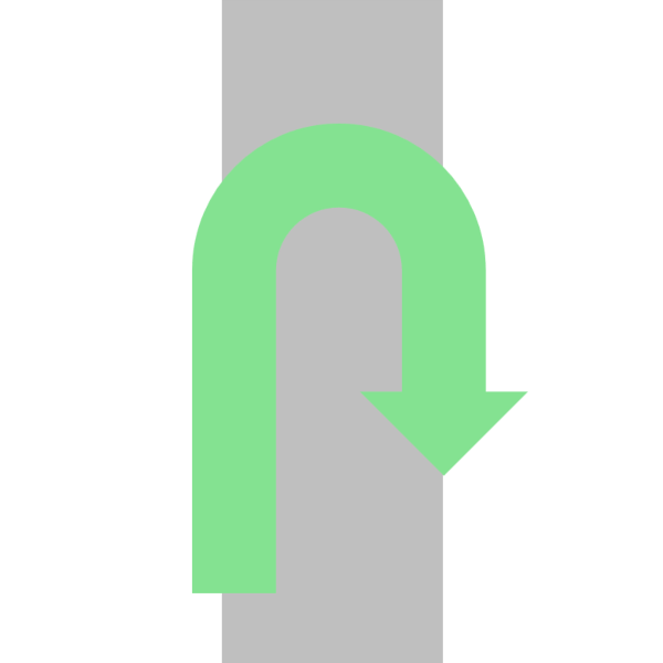 引き返す(Uターンする) / turn around / 掉头走 - 英語・中国語: 英語と中国語で道案内する表現