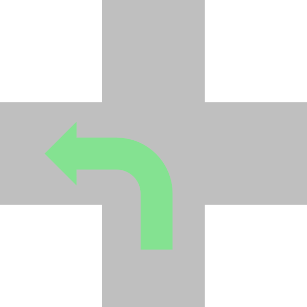 左に曲がる / turn left / 向左转 - 英語・中国語: 英語と中国語で道案内する表現