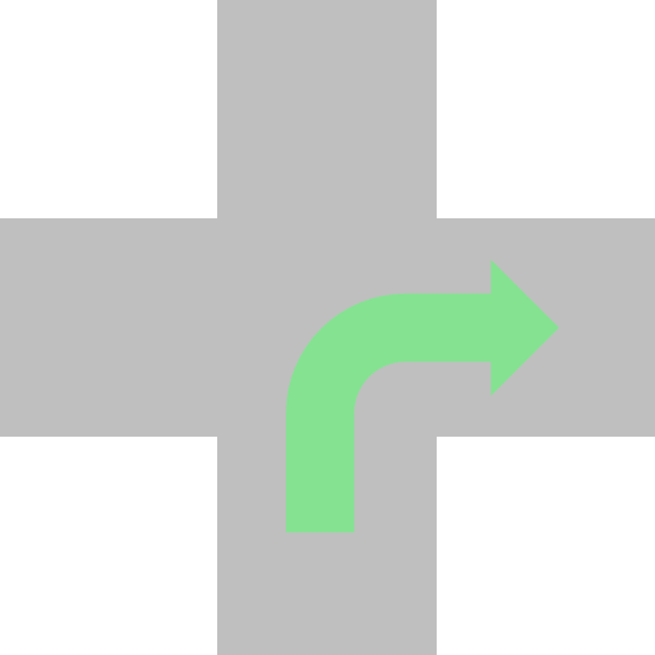 右に曲がる / turn right / 向右转 - 英語・中国語: 英語と中国語で道案内する表現